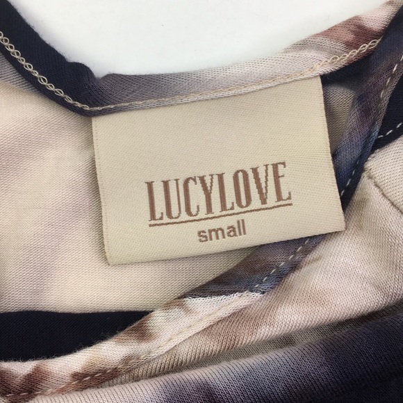 Lucy Love Knit Top S Oversized Tie Dye Navy Tan *Q - Picture 6 of 8